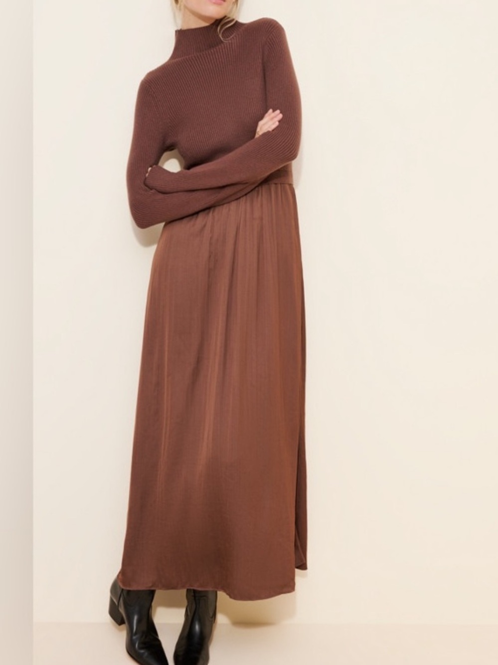 Anthropologie Thea Long-Sleeve Twofer Maxi Dress - Picture 2 of 9
